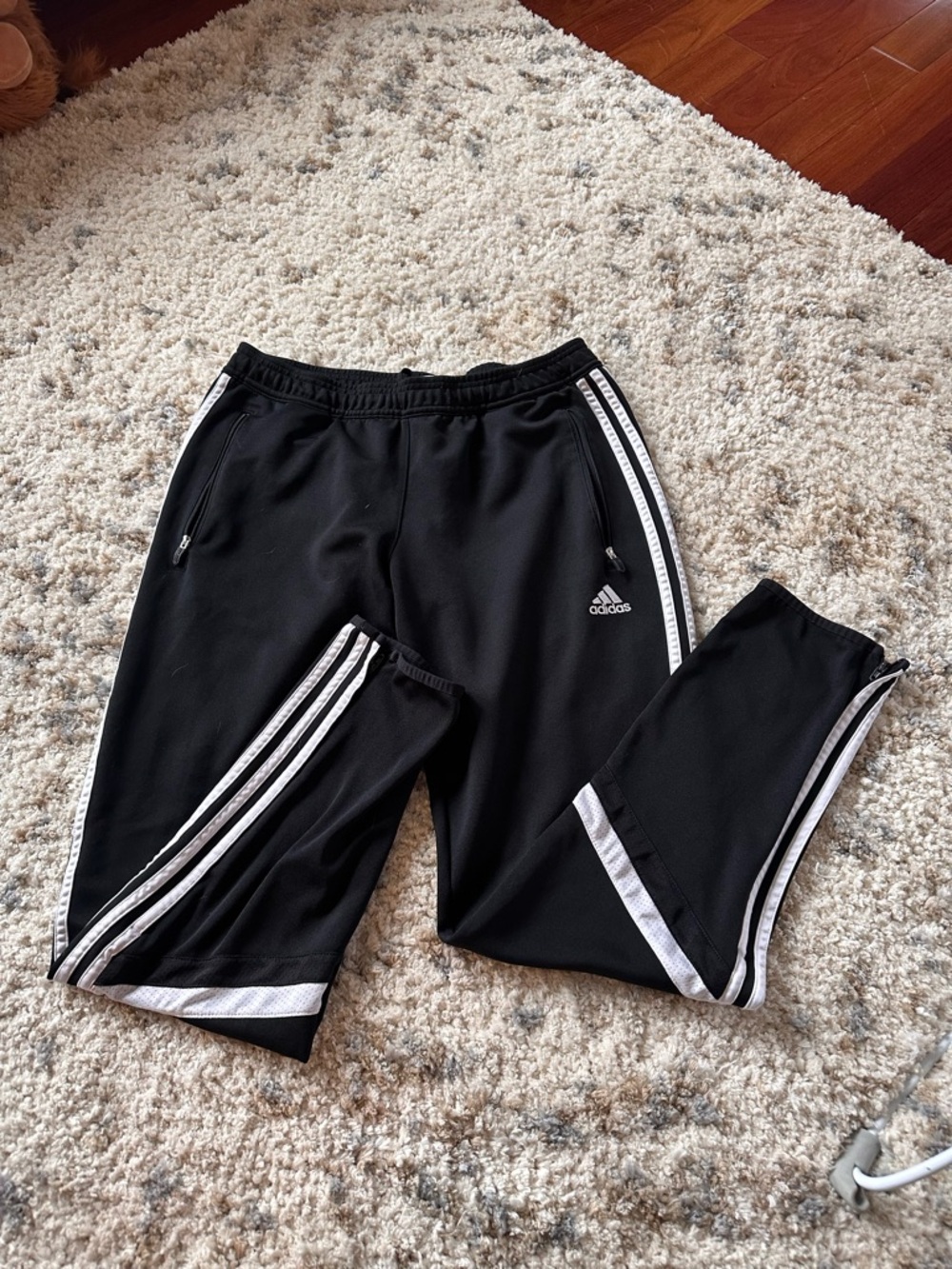 adidas Black Joggers with White Triple Stripes